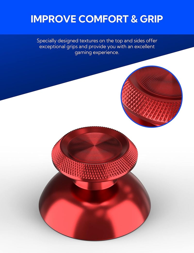 Avericht Metal Thumbsticks for PS5 Controller, Aluminum Joystick Replacement Kit for Dualsense Controller Accessories (Red) - Image 3